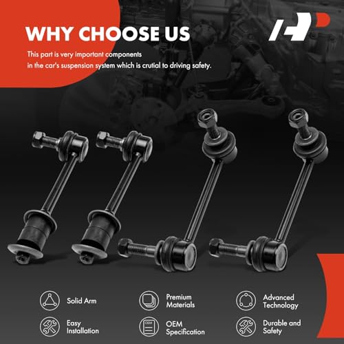 A-Premium Set of 4, Front & Rear Sway Bar Link Stabilizer Bar Link Kit