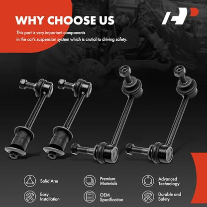 A-Premium Set of 4, Front & Rear Sway Bar Link Stabilizer Bar Link Kit