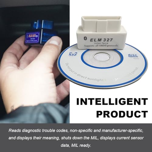 KVAEY OBDII Car Auto Diagnostic Scanner, ELM327 Automotive Bluetooth Scan Tool and Code Reader, Professional Car Bluetooth Engine Fault Code Reader, Universal Car Accessories (White) - color: White, size: 1 PCS