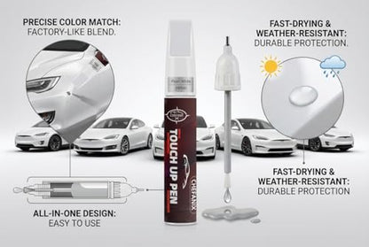 Touch Up Paint Pen for Tesla Model 3/Y/S/X (Pearl White Multi-Coat(PPSW))–Exact Color Match Car Paint Scratch Repair, 2-in-1 Brush & Pen, DIY Chip & Scratch Fix,Automotive Scratch Repair Pen - color: Pearl White Multi-Coat(PPSW)