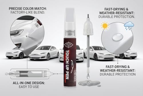 Touch Up Paint Pen for Tesla Model 3/Y/S/X (Diamond Black(PX02))–Exact Color Match Car Paint Scratch Repair, 2-in-1 Brush & Pen, DIY Chip & Scratch Fix,Automotive Scratch Repair Pen - color: Diamond Black(PX02)