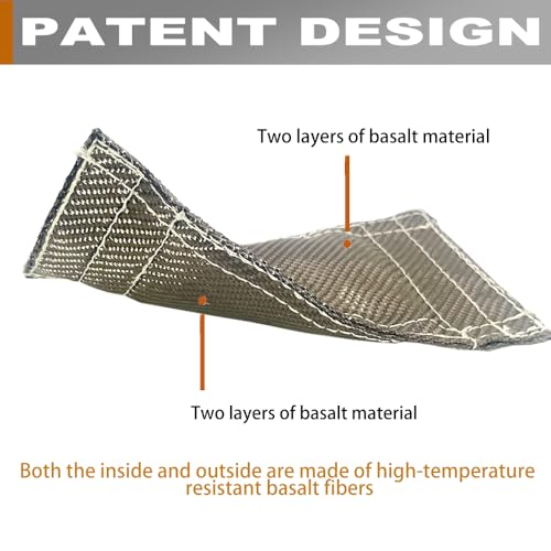 Titanium Pipe Heat Shield 4'' x 8'' Exhaust Heat Wrap Motorcycle Heat Guard Cover with 2 PCS Stainless Steel Clamps - size: 4'' x 8''