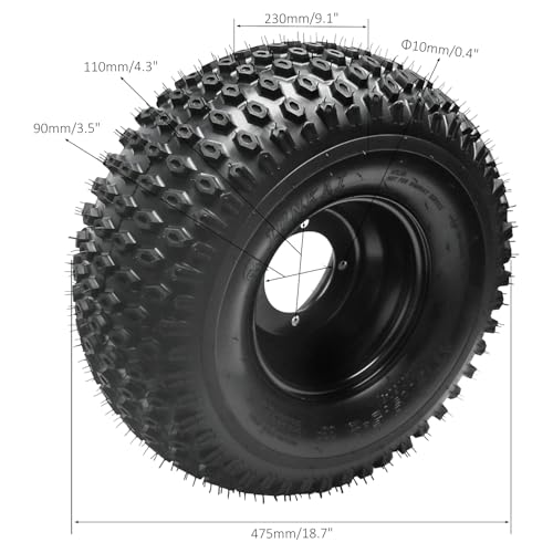 18x9.50-8 Tire & Wheel Assembly, Tubeless 4PR Off-Road ATV Go Kart Golf Cart Drift Trike Quad Tire Mounted on 8" Iron Rim, 4 Lug 110mm Bolt Pattern Replacement Wheel (2 Pack)