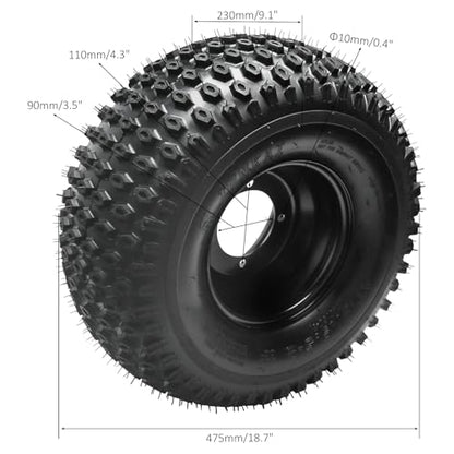 18x9.50-8 Tire & Wheel Assembly, Tubeless 4PR Off-Road ATV Go Kart Golf Cart Drift Trike Quad Tire Mounted on 8" Iron Rim, 4 Lug 110mm Bolt Pattern Replacement Wheel (2 Pack)