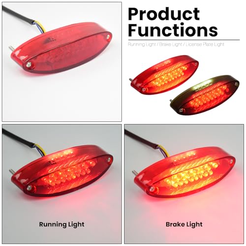 Motorcycle Tail Light, ATV Brake License Plate Rear Lights (Red) - color: Red