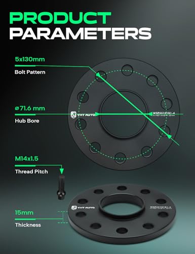 YHTAUTO 5x130 Hub Centric Wheel Spacers 15 mm for Audi, Porsche, Volkswagen - size: 15 MM Thickness, style: 4 PCS