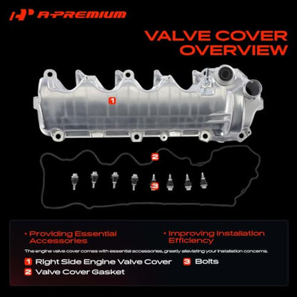 A-Premium Right Side Engine Valve Cover Kit Compatible with 2004-2014 Ford F150, F-250/350 Super Duty, Expedition, Explorer, Mustang & Lincoln Navigator, V8 4.6L 5.7L - style: Right Side