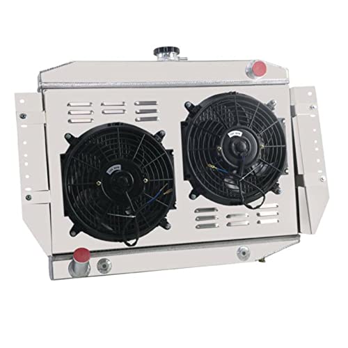 4 Row Aluminum Radiator Shroud Fan Relay compatible with 1972-1979 Jeep Cherokee Wagoneer 5.9L V8 Radiators