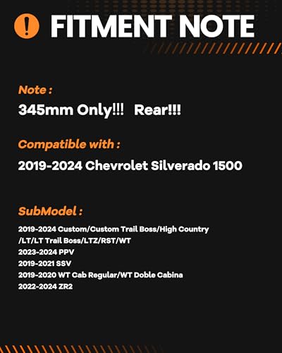 MOTOREVO Rear Brake Pads and Rotors Kit Compatible with Silverado 1500 [ 2019-2021 ], High-Carbon Alloy Drilled & Slotted Discos de Frenos Delanteros and Metal Brake Pads [ 13.59in, App Universal ] - color: Rear, size: Rear 2019-2024 345mm