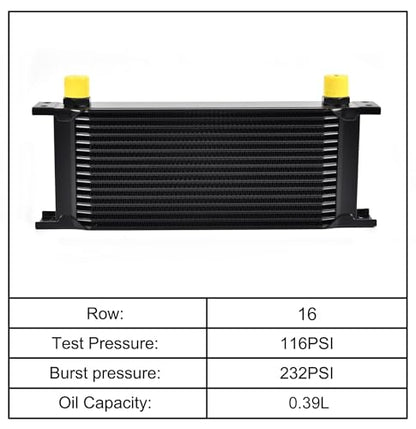 EVIL ENERGY 16 Row Oil Cooler, 10AN Engine Oil Cooler Universal - size: 16 Row