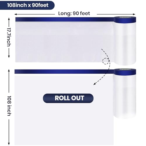 ADHES Painters Plastic with Tape - size: 102inch