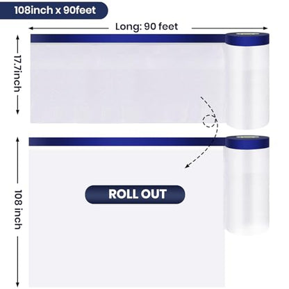 ADHES Painters Plastic with Tape - size: 102inch