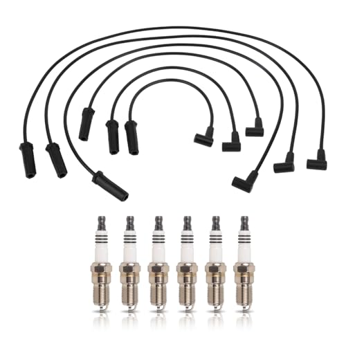 ENA Set of 6 Spark Plug with Wire Set 3.8L Compatible with Buick Chevy Pontiac Allure LaCrosse Lucerne Regal Impala Monte Carlo Grand Prix Replacement for 35-6325 3144 3951
