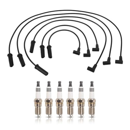 ENA Set of 6 Spark Plug with Wire Set 3.8L Compatible with Buick Chevy Pontiac Allure LaCrosse Lucerne Regal Impala Monte Carlo Grand Prix Replacement for 35-6325 3144 3951