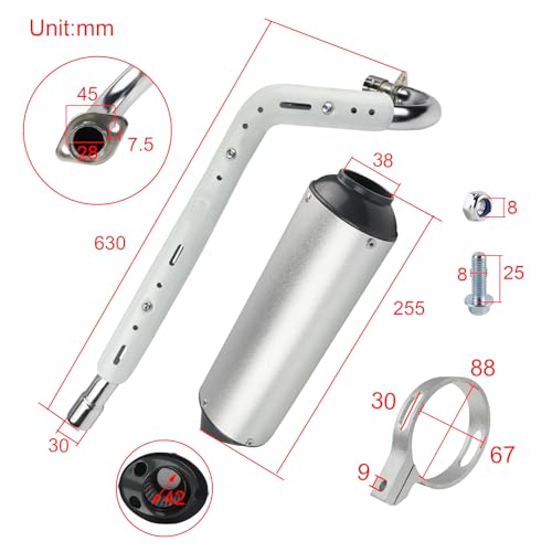 FLYPIG 28mm Muffler Exhaust Pipe kit Assembly fit 125cc 140cc 150cc