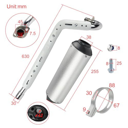 FLYPIG 28mm Muffler Exhaust Pipe kit Assembly fit 125cc 140cc 150cc