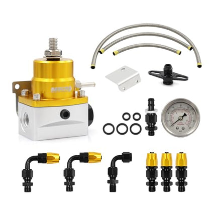 Universal EFI Fuel Pressure Regulator Kit with 0-160psi Fuel Pressure Gauge - color: GLOD