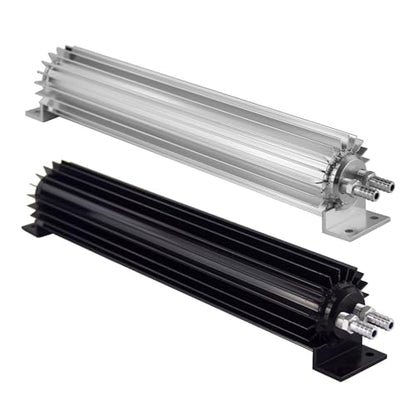 Universal 15'' Aluminum Dual Pass Finned Transmission Oil Cooler W/Fittings Black - color: Black, size: 15''