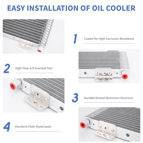 40k Transmission Oil Cooler LPD47391, Heavy Duty 40,000 GVW Max, Low Pressure Drop, Compatible with Tru-Cool,Includes Mounting Hardware-Ideal for Heavy Vehicles,40,000 GVW transmission cooler (Silver) - color: silver