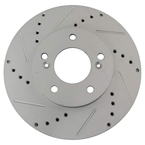 TRQ Performance Front and Rear Brake Rotor Set G Coated Drilled and Slotted - style: BRA15044