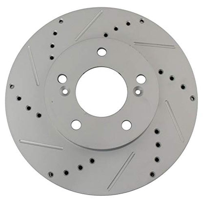 TRQ Performance Front and Rear Brake Rotor Set G Coated Drilled and Slotted - style: BRA15044