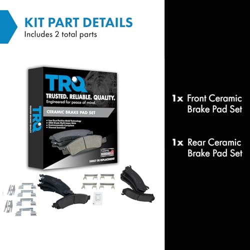 TRQ Front & Rear Premium Posi Ceramic Brake Pads Kit - color: Ceramic, size: BFA12918