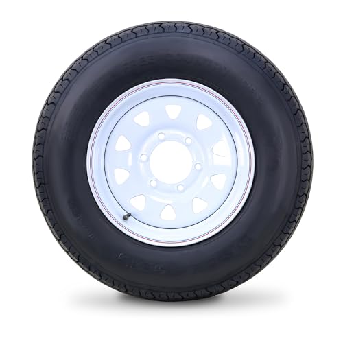 Free Country Trailer Tire Wheel ST225/75D15 8PR 113L 6X5.5 White Spoke Rim - size: ST225/75D15 /8PR /6X5.5