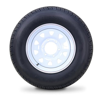Free Country Trailer Tire Wheel ST225/75D15 8PR 113L 6X5.5 White Spoke Rim - size: ST225/75D15 /8PR /6X5.5