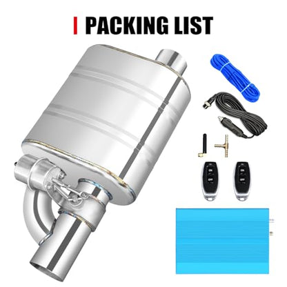 2 Inch Valved Muffler Exhaust Cutout with Muffler Cat Back Exhaust System Kit - size: 2"