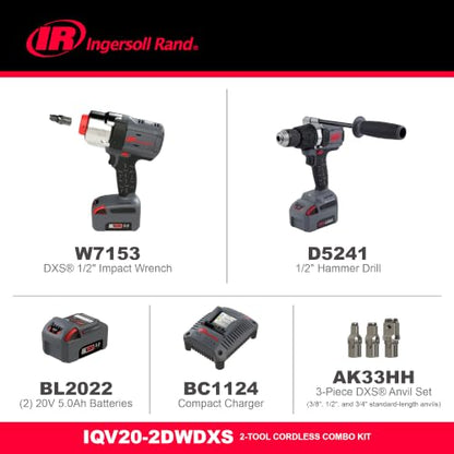 Ingersoll Rand IQV20-2DWDXS 20V Cordless Combo Tool Kit with Charger - style: D5241 and W7153 Combo Kit
