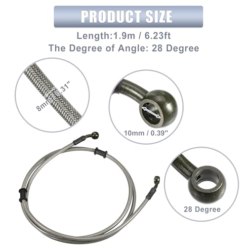 uxcell 1 Set 1.9m 6.23ft Motorcycle Hydraulic Brake or Clutch Line Hose Universal for Motorcycle Dirt Bike ATV Moped Scooter with Screws - size: 190CM
