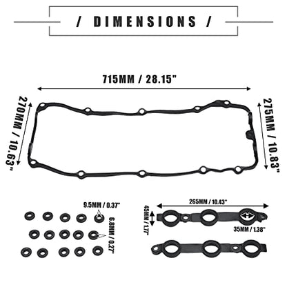 Motoforti Engine Valve Cover Gasket Kit for BMW E39 E46 E83 E85 11120030496