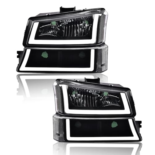 G-PLUS LED Headlights Compatible with Chevy Silverado 2003 2004 2005 2006, Fit Chevy Avalanche 2003-2006,Left & Right Bumper Headlamps Clear Lens Black Housing Clear Reflector,faros delanteros - size: [LED Clear] 2003-2006 Chevy Silverado