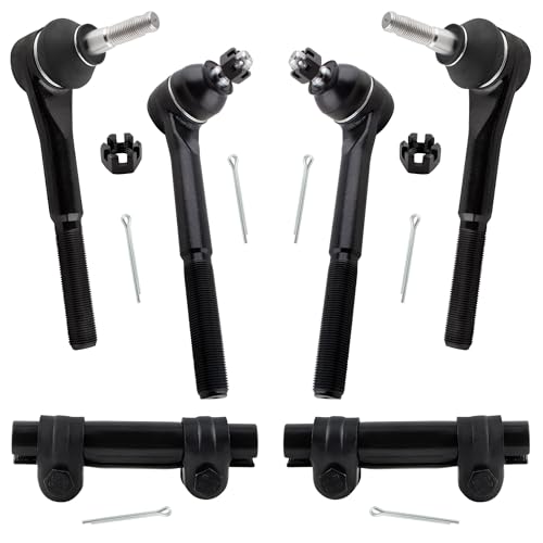 BOXI (Set of 6) Front Inner & Outer Tie Rod Ends w/Adjusting Sleeve Kit Fits for Chevrolet Astro 1990-2005 / for GMC Safari 1990-2005 AWD/Replaces ES3254 ES2838 ES2004