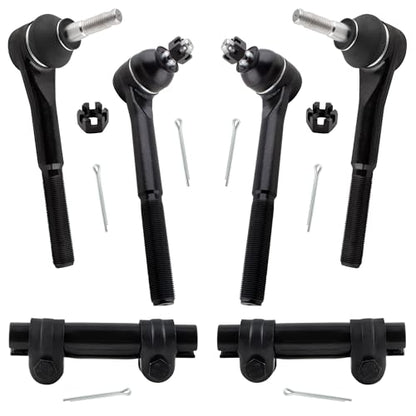 BOXI (Set of 6) Front Inner & Outer Tie Rod Ends w/Adjusting Sleeve Kit Fits for Chevrolet Astro 1990-2005 / for GMC Safari 1990-2005 AWD/Replaces ES3254 ES2838 ES2004