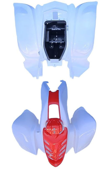 30" wide Plastic Body for Baja 90cc Hensim HS150cc Roketa 150cc Yamoto 110cc Taotao 250E Hensim 150cc Red Cat White with red nose - color: White with red nose