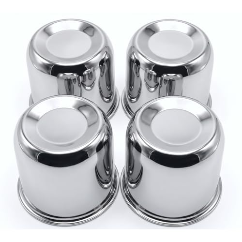 4.25 Inch Sliver Wheel Center Caps Compatible with Trailer Truck RV SUV Wheel Rims, 4Pcs Steel Chrome Push Through Trailer Center Caps, 3.66 Inch Height (4.25in) - size: 4.25in