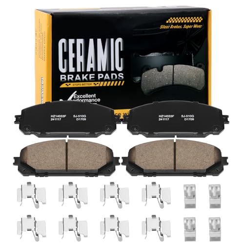 D1709 Front Ceramic Brake Pads Kit Fit For 2014-2015 Jeep Cherokee (for Vehicles with 12.99" Front and 12.6" Rear Rotor) - style: HZ1709