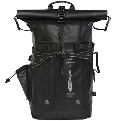 50L Waterproof Motorcycle Saddlebags and 35L Waterproof Backpack for Men and Women - Heavy Duty Roll-Top Floating Dry Bag Backpack for Kayaking, Boating