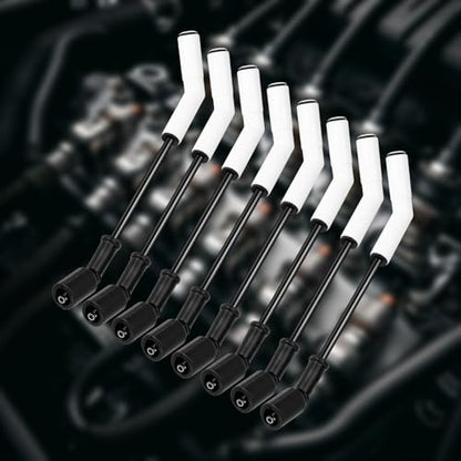 8pcs Ls Spark Plug Wire Set, 9070C Ceramic Spark Plug Wire with Extreme 9000 Ceramic Boot Compatible with LS Terminals LS3 LS4 LS7 LT Engines
