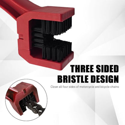 1PCS Bike or Motorcycle Chain Washer, Bicycle Cleaning Chain Double-Ended Brush, Black Durable Motor Chain Gears Cleaning Square Head Brushes, Universal Cleaning Tool (Red/1PCS) - color: Red/1PCS