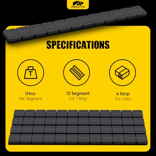 MIKKUPPA 1/4oz Adhesive Stick on Wheel Weights, Black 0.25oz, 12oz/Box - color: Black, size: 48 PCS