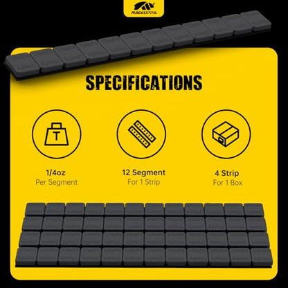 MIKKUPPA 1/4oz Adhesive Stick on Wheel Weights, Black 0.25oz, 12oz/Box - color: Black, size: 48 PCS