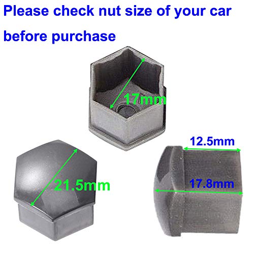 Gebildet 24pcs Wheel Nut Cap 17mm Wheel Bolt Nut Caps Covers, Hexagonal Tire Nut Covers with Removal Tool Set for Cars(Gray) - color: Grey