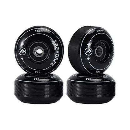 FREEDARE Skateboard Wheels 52mm and Bearings, Spacers Installed 92A for Street Tricks(Pack of 4) - color: black