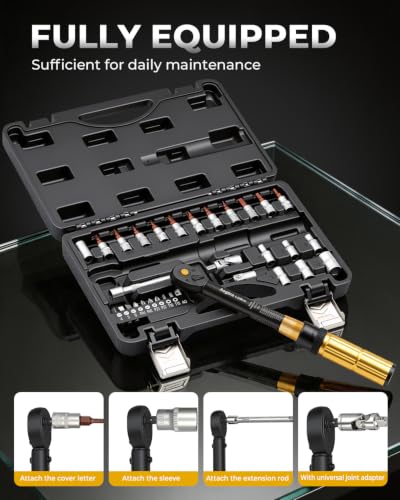 1/4" Torque Wrench Set with Bit Sockets, 10-220 in.lb Precision Click Torque Wrench Kit, S2 Steel Bits, Extension Bar & Case for Bike and Auto Repair - size: 1/4"