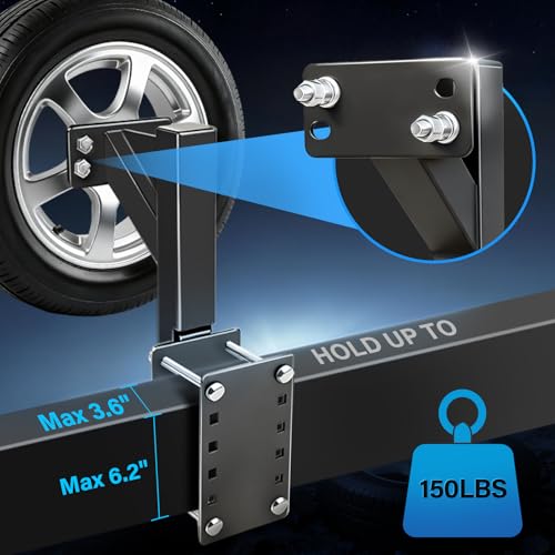 Elevated Spare Tire Carrier Mount, Folding 17 Inch Trailer Bracket Heavy Duty Holder, Fits 4/5/6 Lugs Trailer Wheels on 4"/4.5"/4.75"/5" and 5.5" Bolt Patterns, Holds up to 150 Lbs(Black) - color: Black