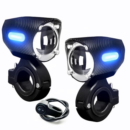 2PC Motorcycle LED Auxiliary Lights Blue/White/Amber Strobe with Switch Wire Offroad Work Lights for Harley Davidson Honda Kawasaki Suzuki Yamaha ATV UTV GMC Savana Jeep Car Trucke Forklifts Boat - color: White/Amber