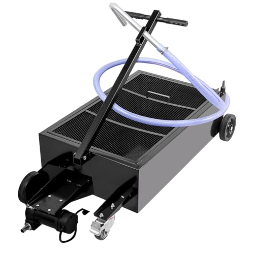 VEVOR Low Profile Oil Drain Pan, 25 Gal Oil Drain Pan with 110V High-Flow Electric Pump, Large Capacity Oil Change Pan with 7.2ft Hose & Folding Handle, Rolling Oil Drain Cart for Trucks, Buses, RVs
