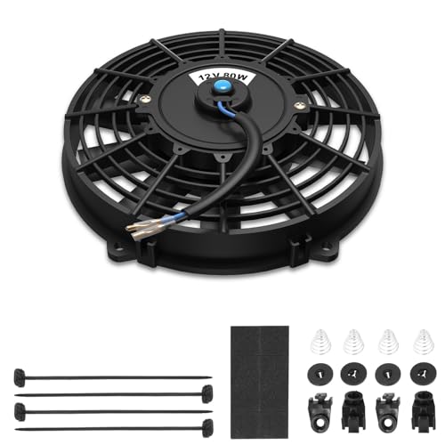 Auto Dynasty 9 inch Universal 12V Electric Radiator Cooling Fan Kit, Black - color: Black, size: 9 Inch Diameter